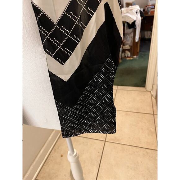 Jones New York Black White Dotted Silk Rectangle Scarf 56x10 - Picture 2 of 5